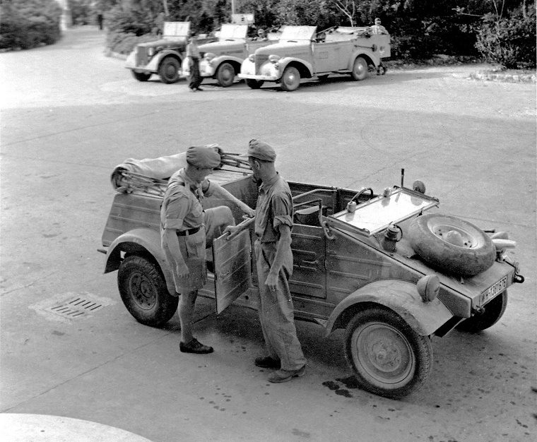 British officer by German car