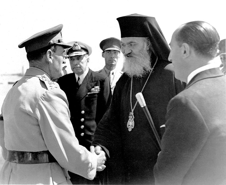 Gen Padgett greets Archbishop Damascinos