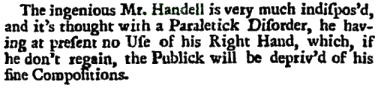 newspaper cutting Handel cutting