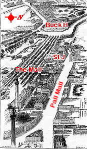 aerial view of Pall Mall in 1880