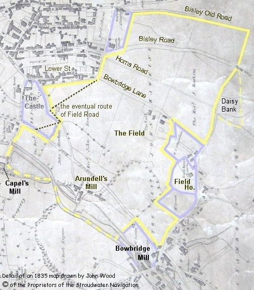 Stroud in 1835 map