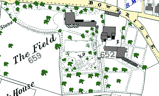 OS map showing The Field