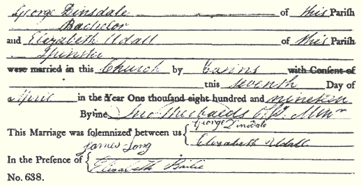Dinsdale Udall marriage certificate