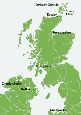 map of Scotland and Northern Ireland