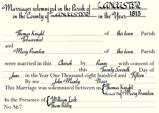 Knight Brunton marriage certificate