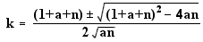 expression for k in a and n