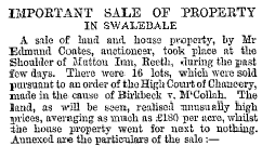 Reeth property; a Chancery sale