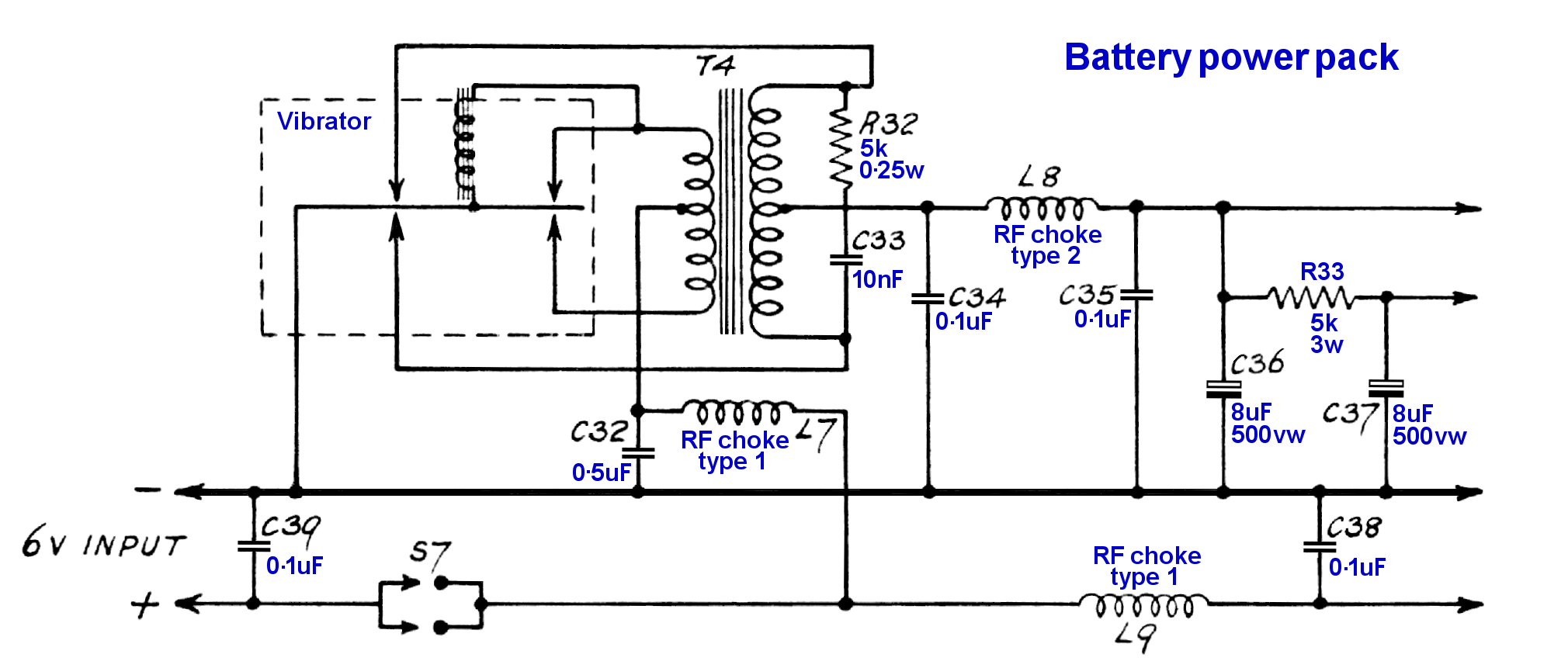 Wireless Set A battery supply circuit diagram
