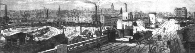 the high-level station of Holbeck junction, 19th century