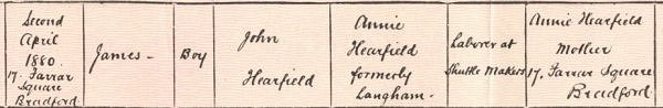 James Hearfield birth certificate