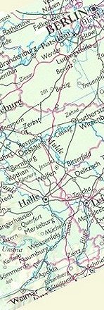 map of Germany - Berlin to Weimar