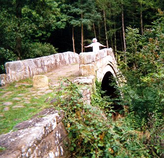 a narrow old packhorse bridge