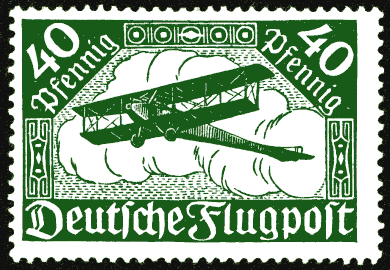 unlikely biplane on German stamp