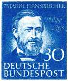Reis head on German stamp